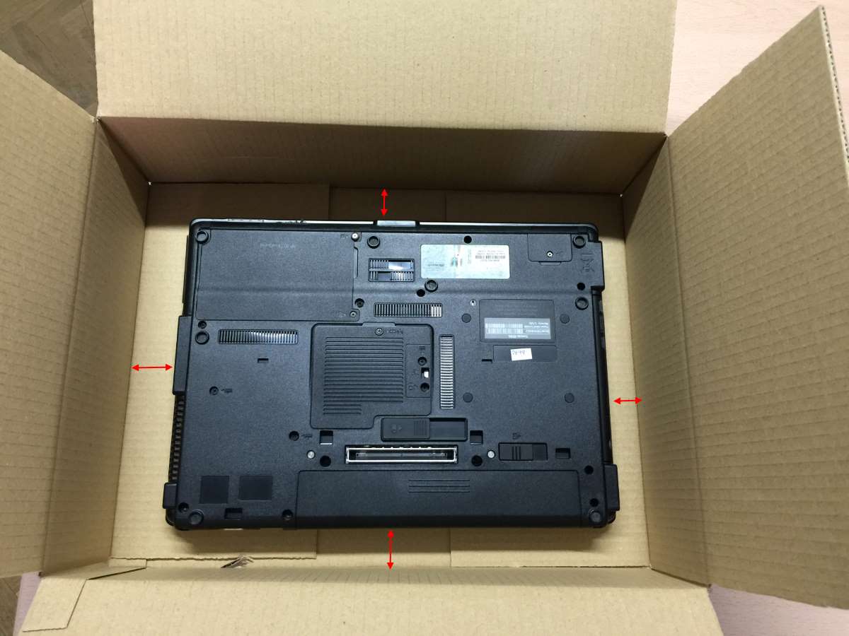 Caja de tamaño adecuado para empaquetar un portatil de forma segura